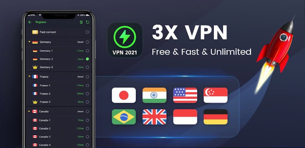 3X VPN MOD APK v4.9.603 (VIP Unlocked) Download