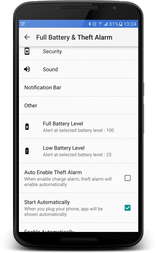 Full Battery & Theft Alarm