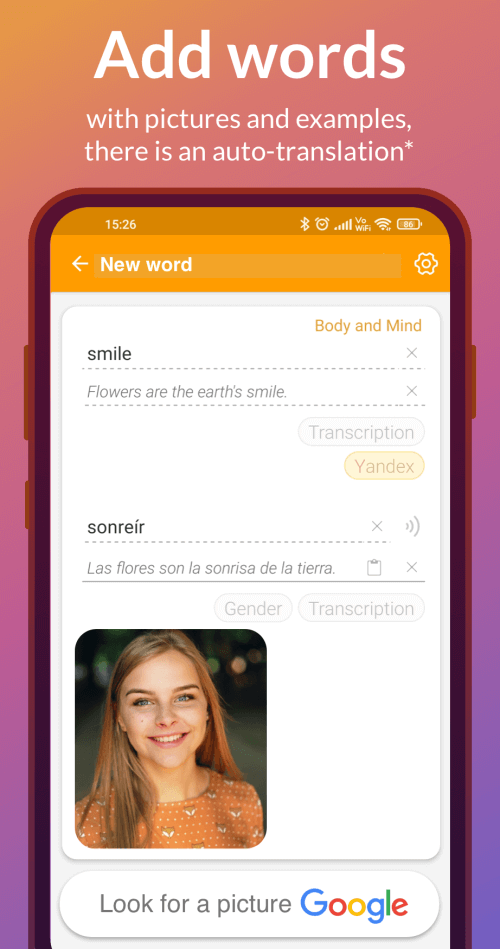 Flashcards: learn languages