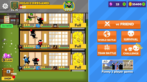 Jumping Ninja Battle 2 Player
