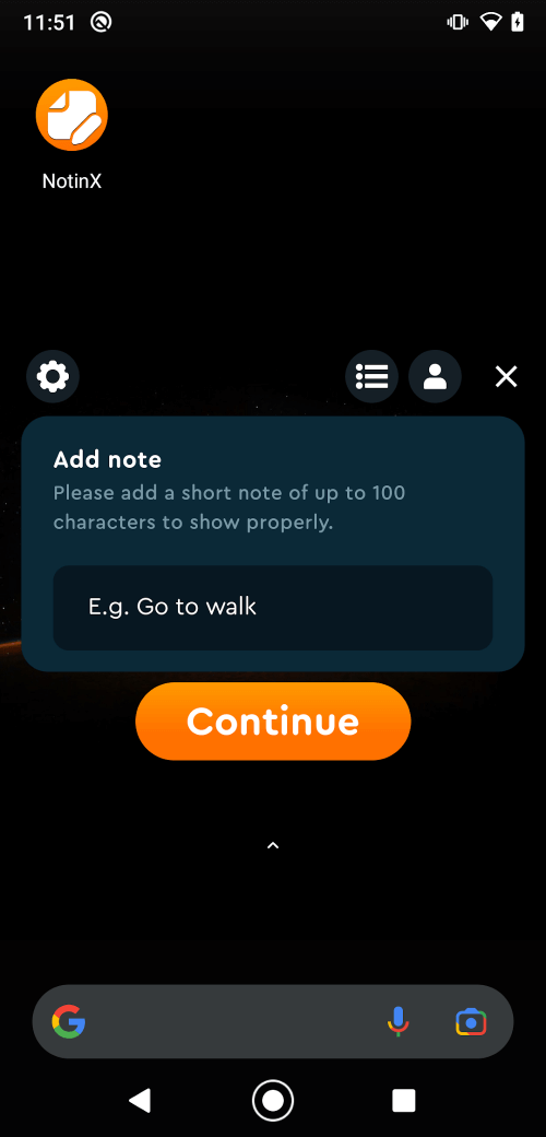 NotinX – notes in notification