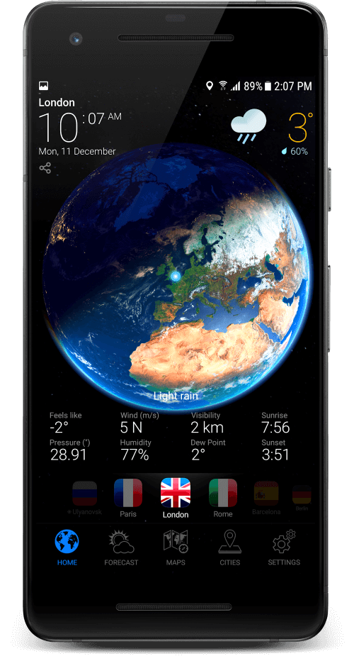 3D EARTH PRO – local forecast