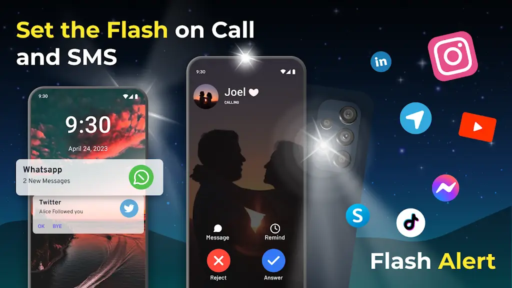 Flash Alert on Call and SMS