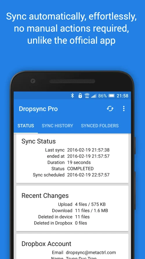 Dropsync: Autosync for Dropbox