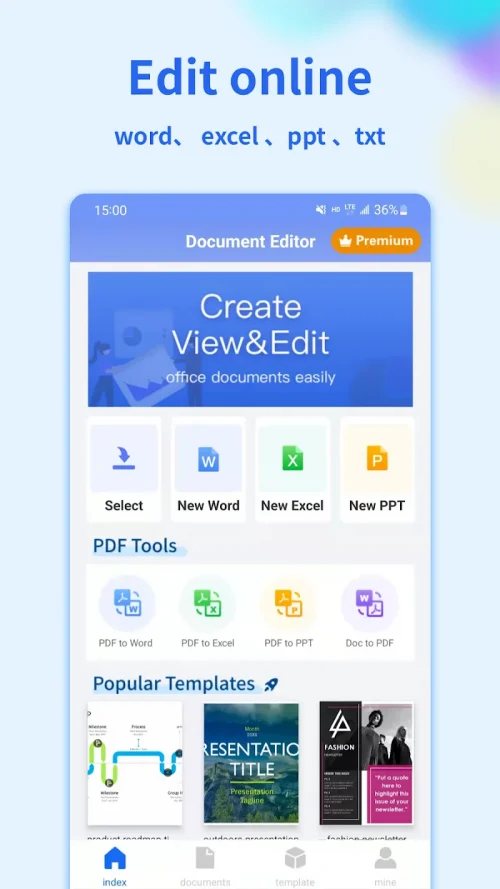 Document Editor:Word,Excel