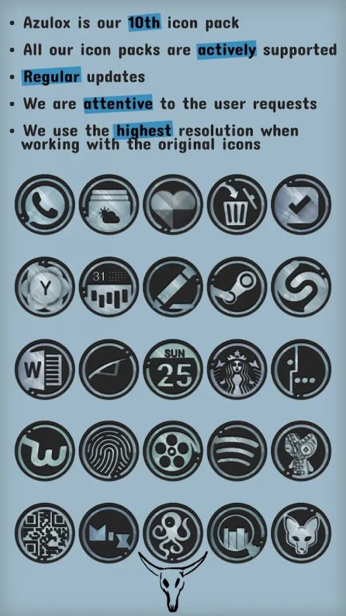 Azulox Icon Pack – Dark mode