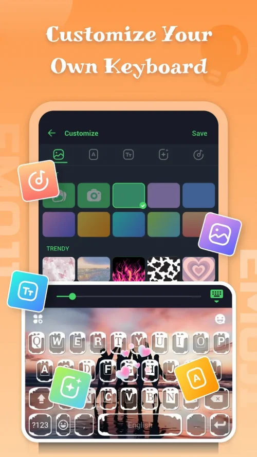 Emoji keyboard – Themes, Fonts