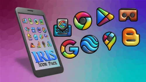 Iris Dark Flat 3D Icon Pack