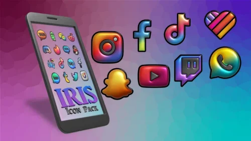 Iris Dark Flat 3D Icon Pack