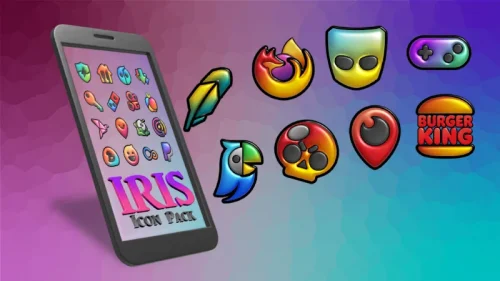 Iris Dark Flat 3D Icon Pack