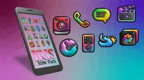 Iris Dark Flat 3D Icon Pack