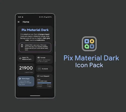 Pix Material Dark Icon Pack