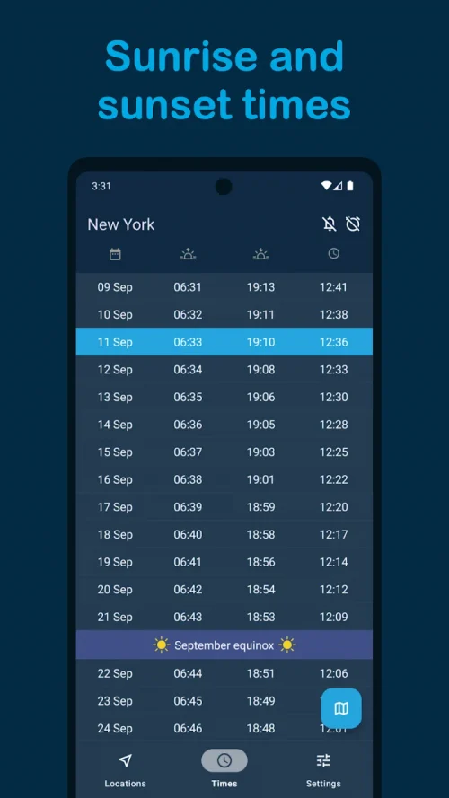 Sunrise and Sunset Times