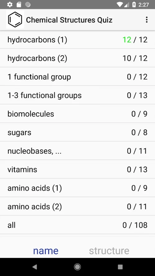 Chemical Structures Quiz