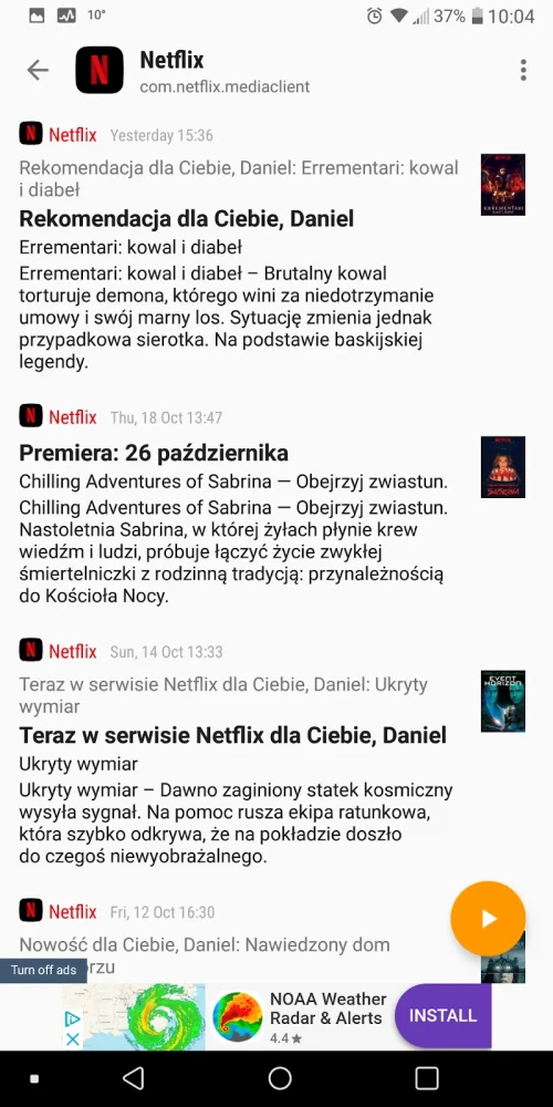 Notifications archive