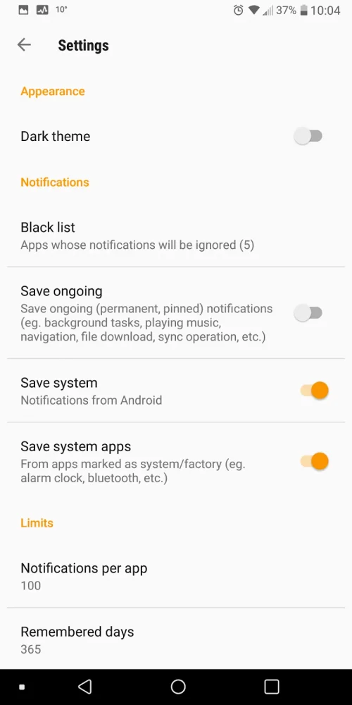 Notifications archive