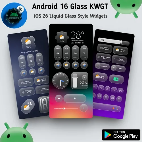 Android 16 Glass KWGT