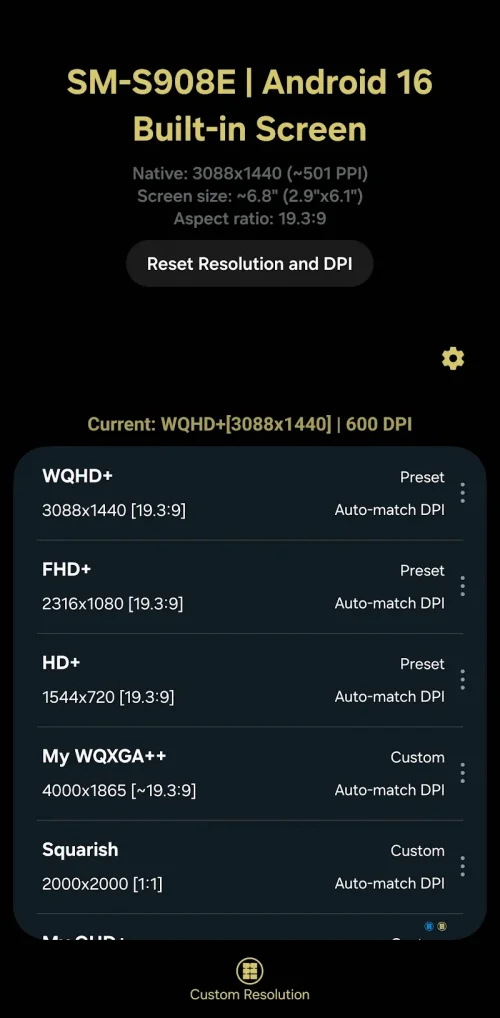 Pixels: Resolution+DPI Changer