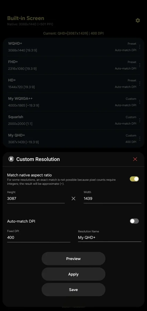 Pixels: Resolution+DPI Changer