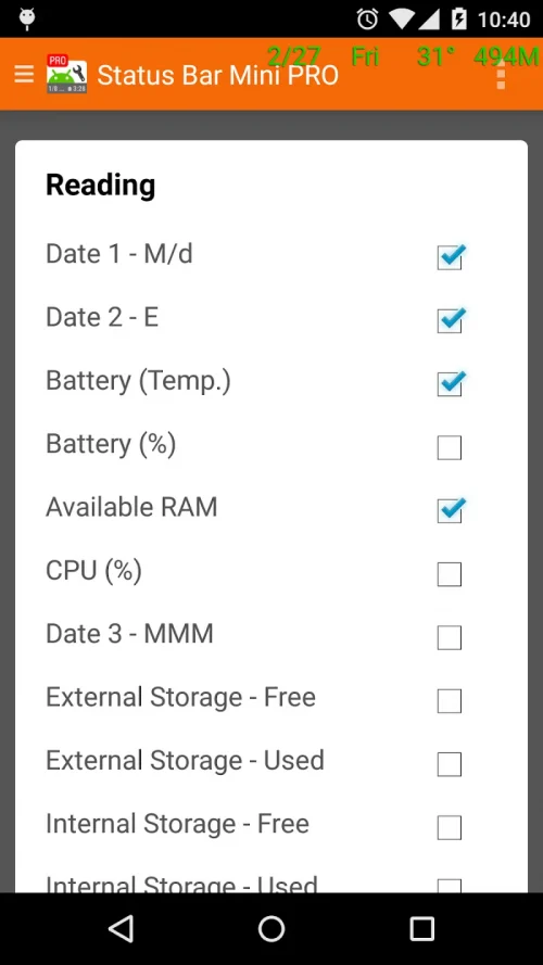 Status Bar Mini Pro
