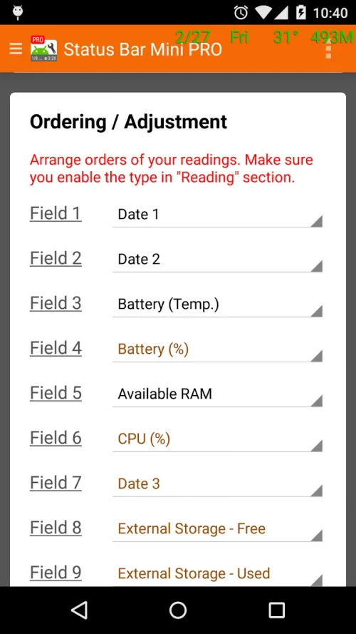 Status Bar Mini Pro