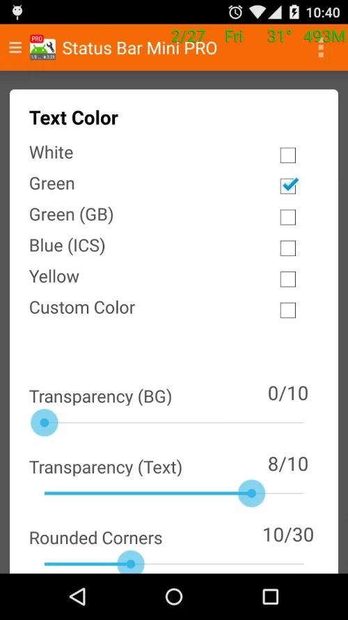 Status Bar Mini Pro