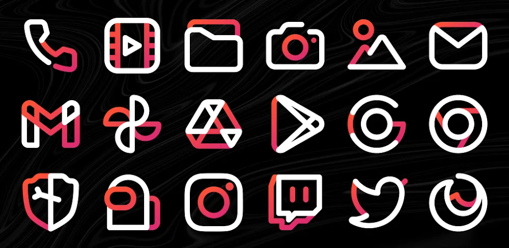 Aline Red: linear icon pack
