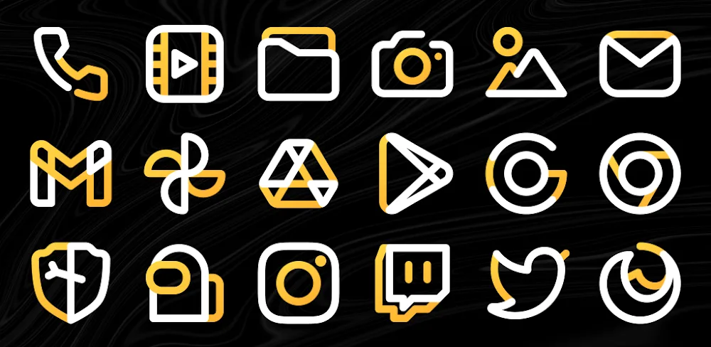 Aline Yellow: linear icon pack