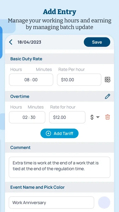WorkSheet: Log Working Hours