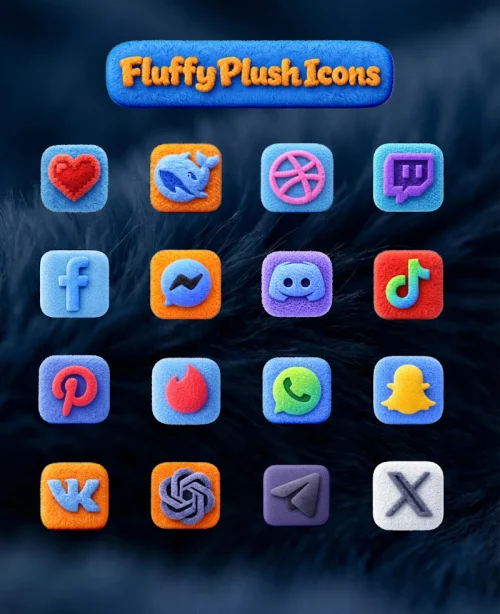 Fluffy 3D Plush Icons