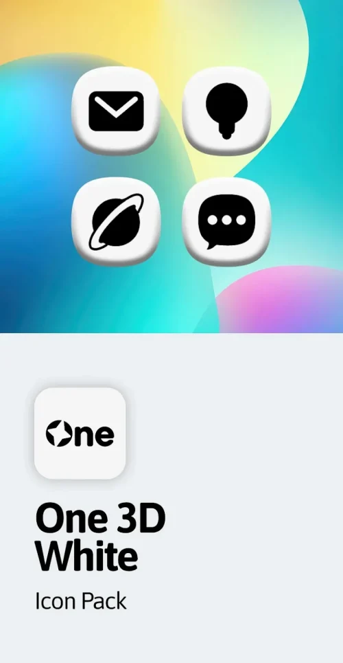 One 3D White Icon Pack