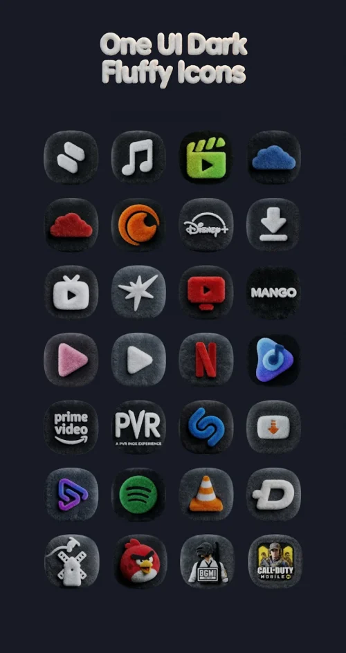 OneUi Dark Fluffy Icons