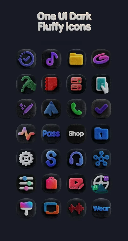 OneUi Dark Fluffy Icons