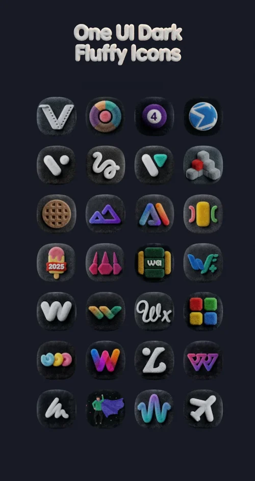 OneUi Dark Fluffy Icons