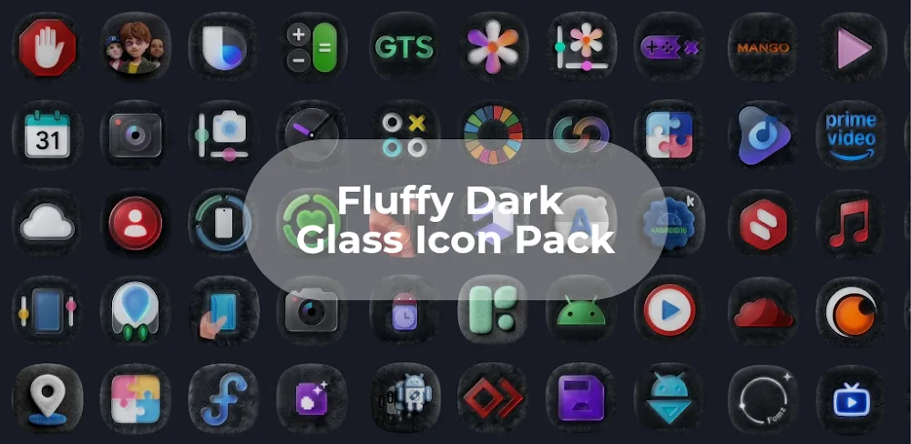 OneUI Fluffy Dark Glass Icons