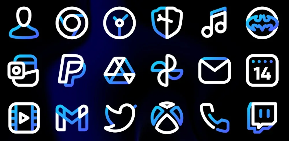Aline Blue: linear icon pack