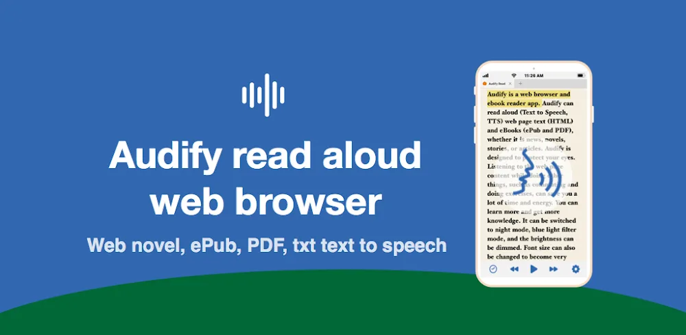 Audify read aloud web browser